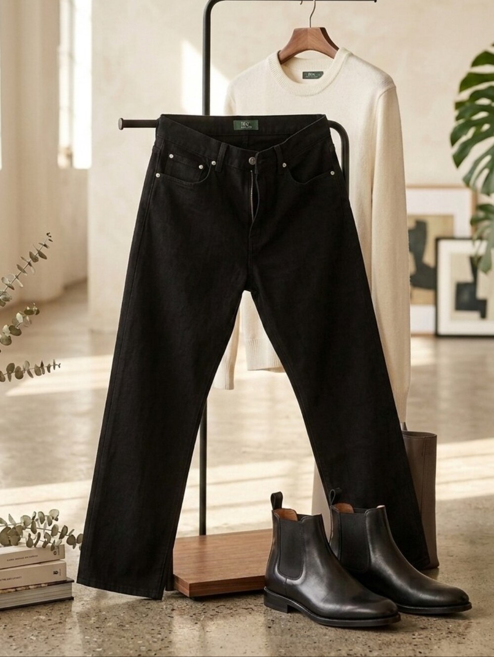 Lauren Ralph Lauren LRL Black Cotton Classic Straight Leg Denim High Rise Jeans